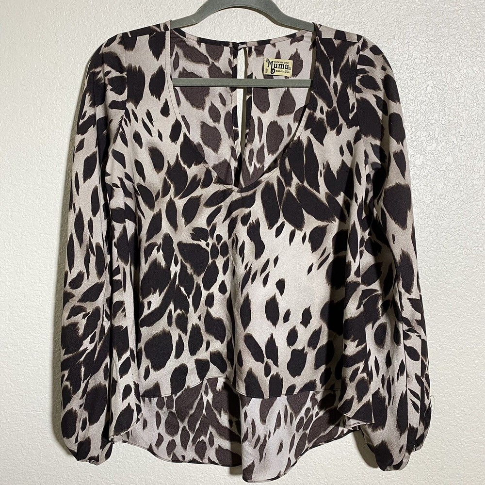 Show Me Your Mumu Womens Tunic Top Size Small Brown Popover Sheer
